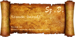 Szende Dezső névjegykártya