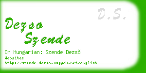 dezso szende business card
